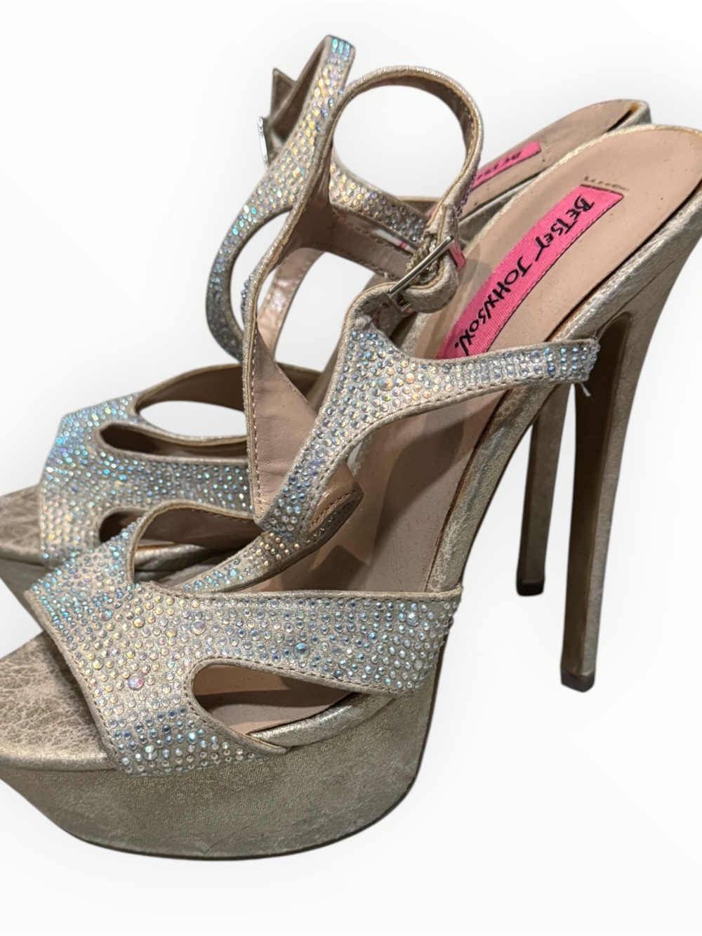 Betsey Johnson KRISTL Crystal- Iridescent Embellished Heels